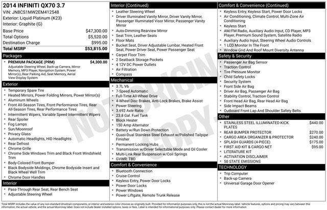 Used 2014 INFINITI QX70 AWD w/ Premium Package image 35