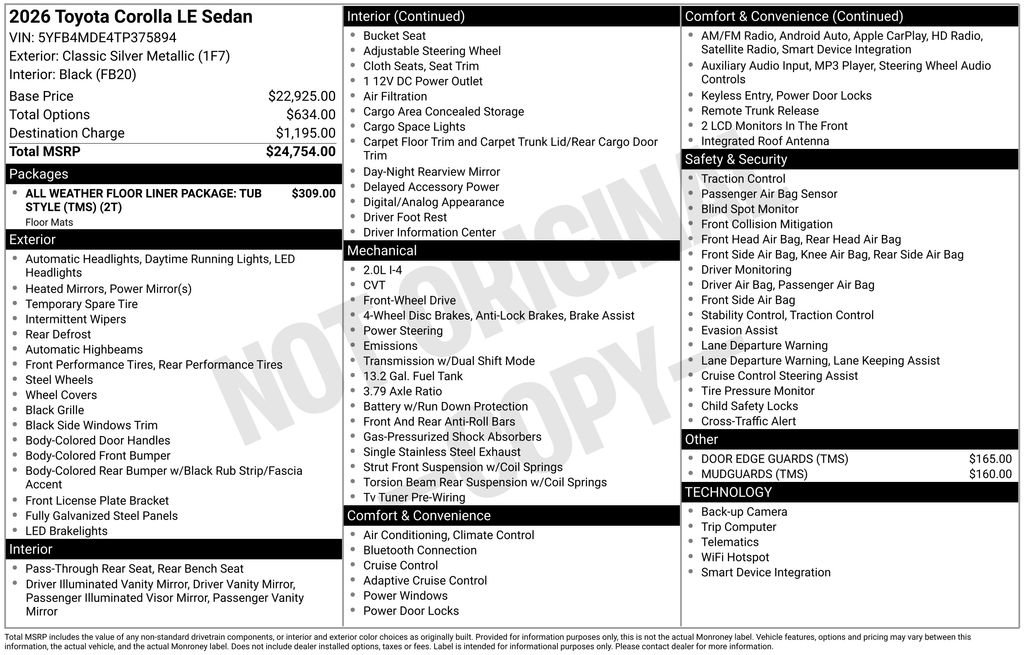 Used 2026 Toyota Corolla LE image 6