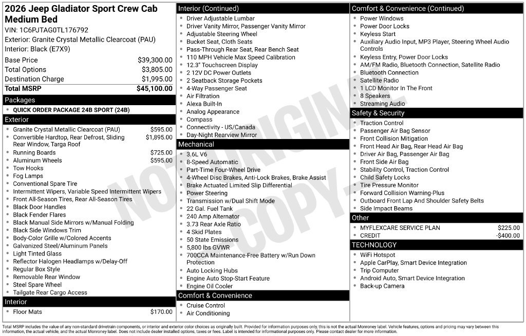 New 2026 Jeep Gladiator Sport AWD/4WD image 7