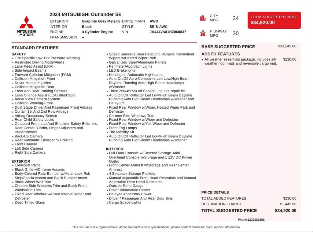 Used 2024 Mitsubishi Outlander SE AWD/4WD image 4