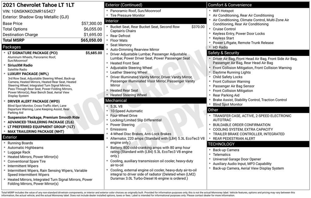 Used 2021 Chevrolet Tahoe LT w/ LT Signature Package AWD/4WD image 26