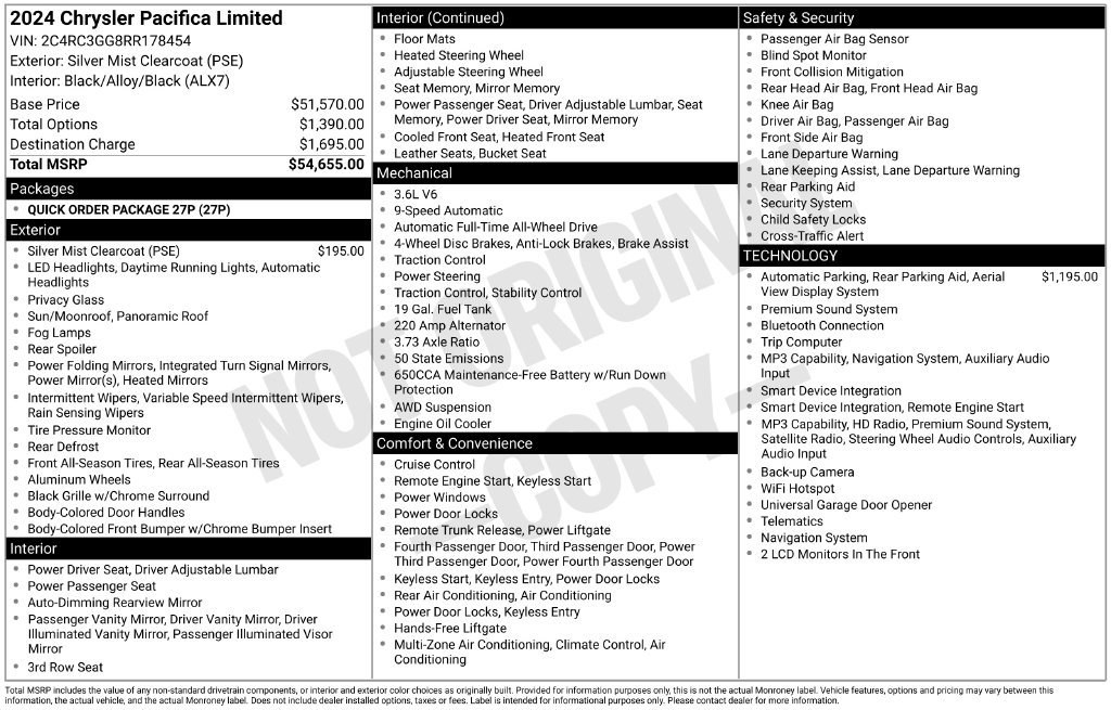 Used 2024 Chrysler Pacifica Limited AWD/4WD image 4