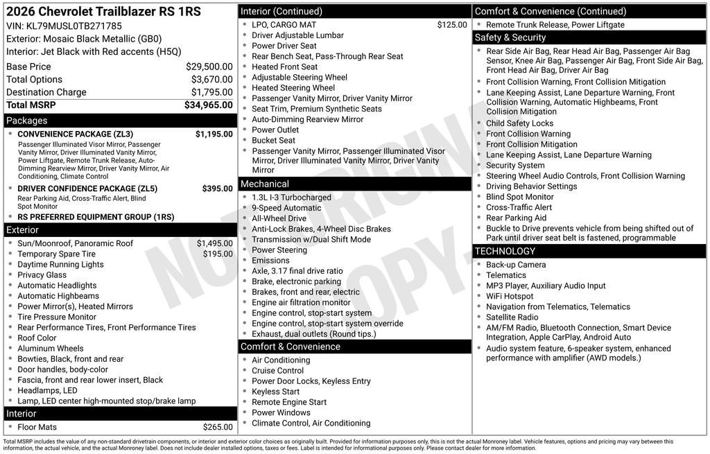New 2026 Chevrolet TrailBlazer RS w/ Convenience Package AWD/4WD image 4