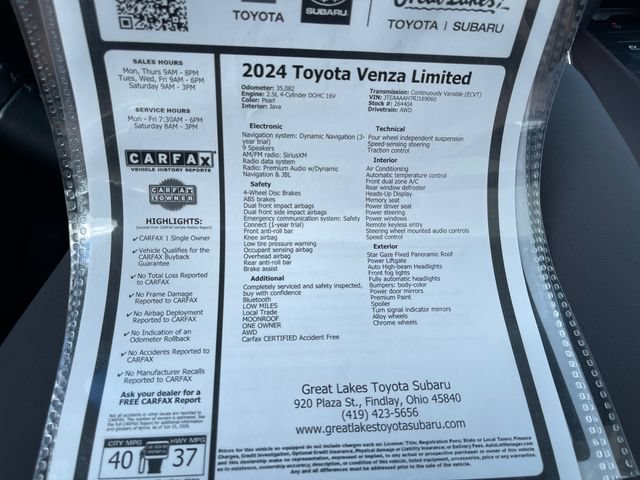 Used 2024 Toyota Venza Limited AWD/4WD image 27