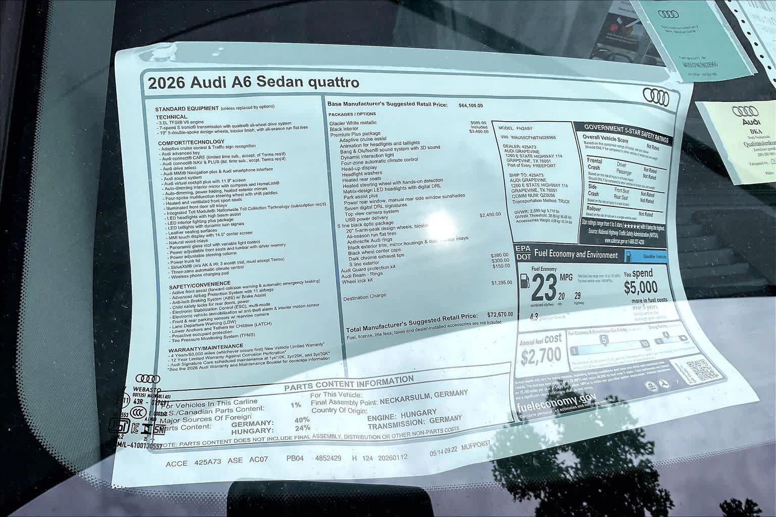 New 2026 Audi A6 Premium Plus w/ Premium Plus Package AWD/4WD image 19