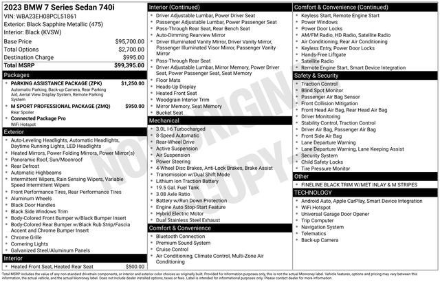 Used 2023 BMW 740i w/ Parking Assistance Package RWD image 10