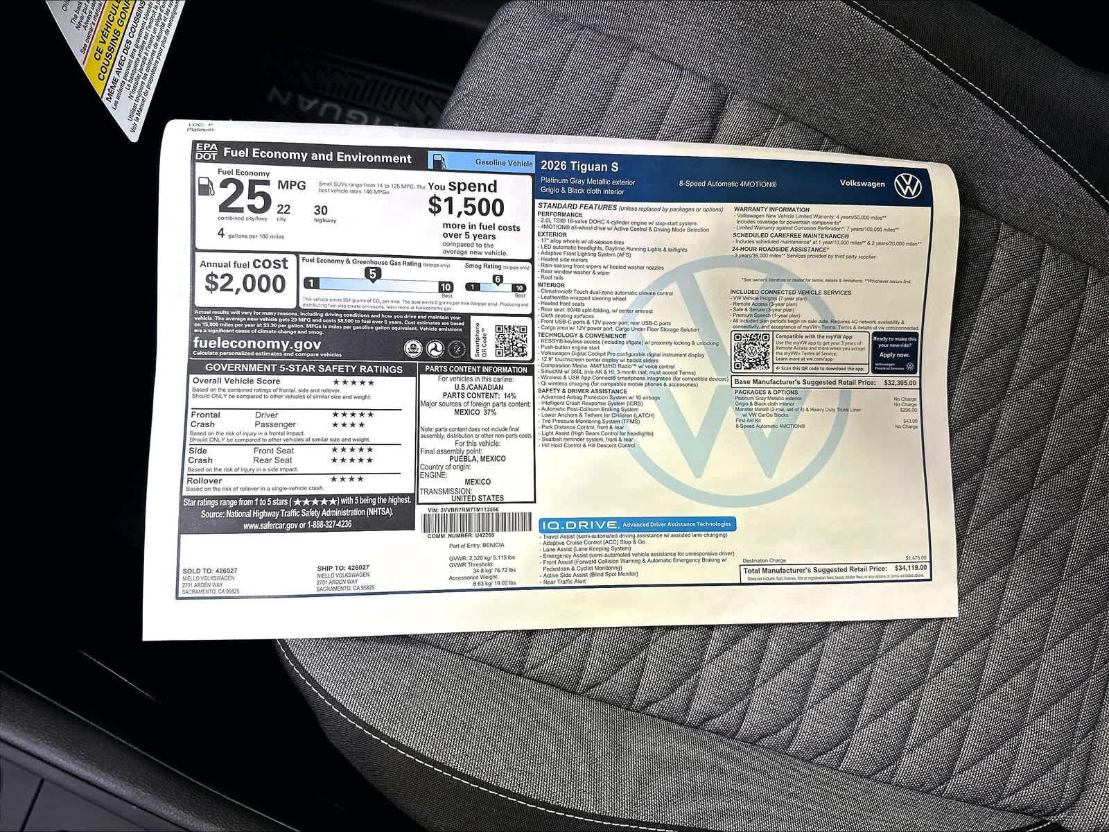 New 2026 Volkswagen Tiguan S AWD/4WD image 13