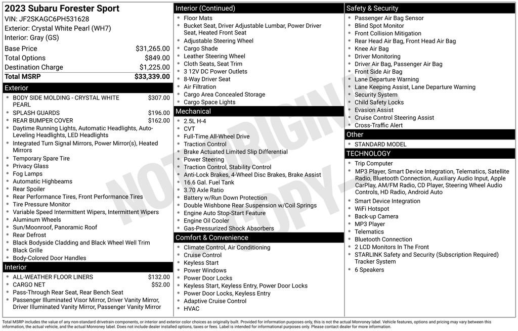Certified 2023 Subaru Forester Sport AWD/4WD image 8