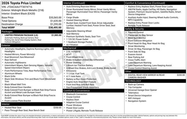 Used 2026 Toyota Prius Limited w/ Limited Premium Package FWD image 4
