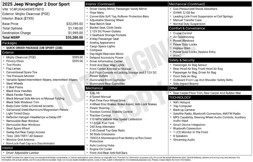 Certified 2025 Jeep Wrangler Sport AWD/4WD image 39
