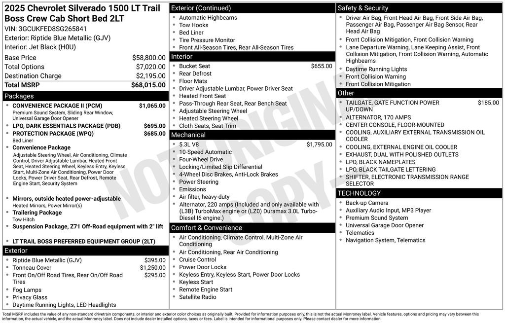 Used 2025 Chevrolet Silverado 1500 LT Trail Boss w/ Convenience Package II image 2