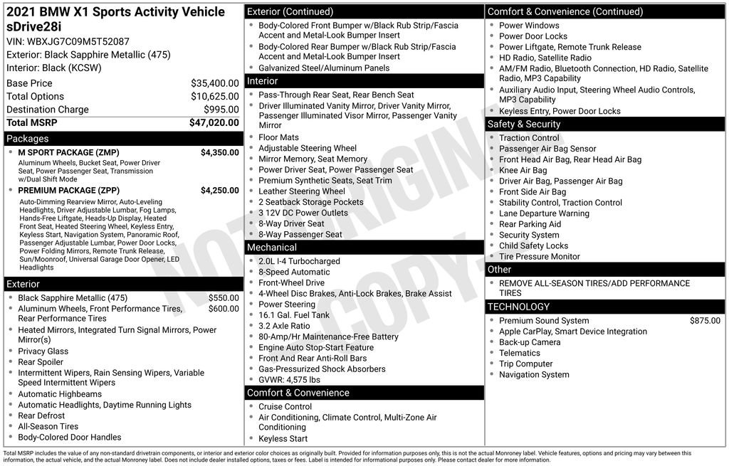 Used 2021 BMW X1 sDrive28i w/ M Sport Package image 47