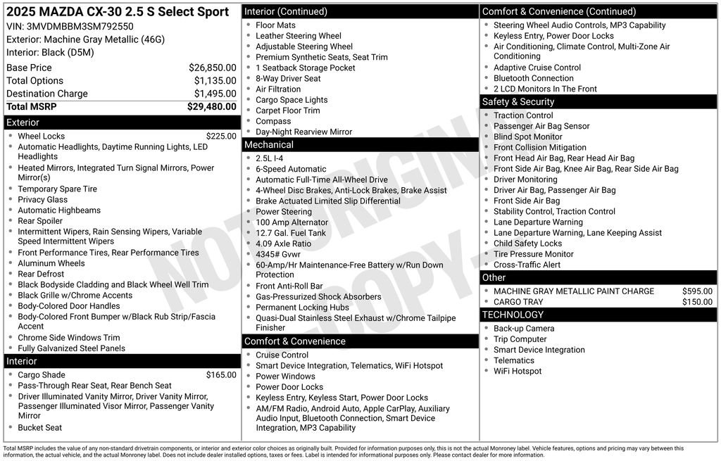 Certified 2025 MAZDA CX-30 AWD 2.5 S w/ Select Sport Pkg image 10