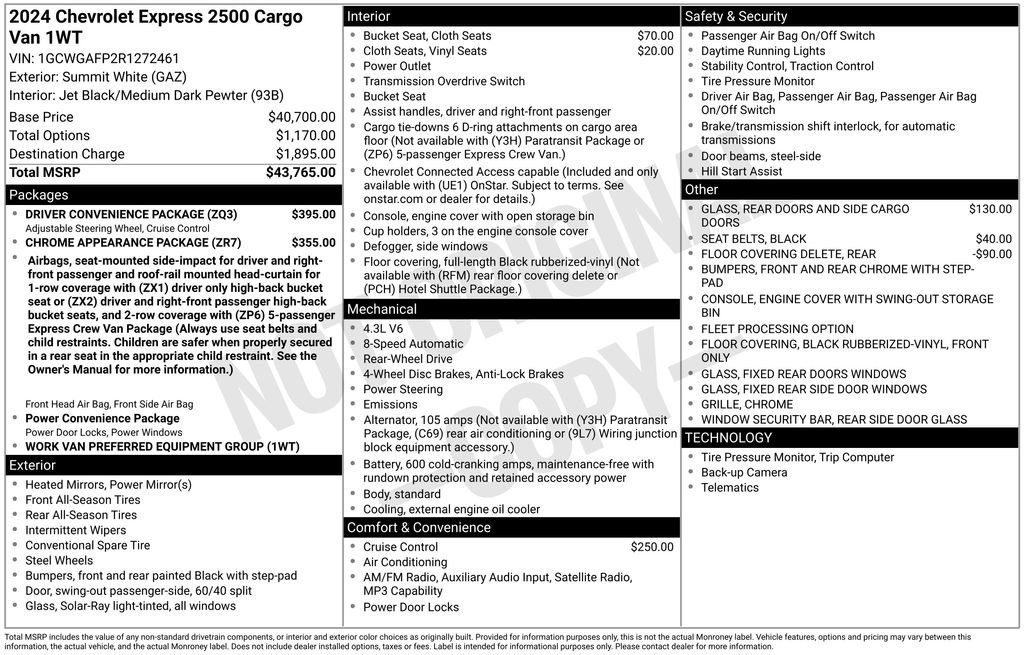 Used 2024 Chevrolet Express 2500 w/ Driver Convenience Package RWD image 19