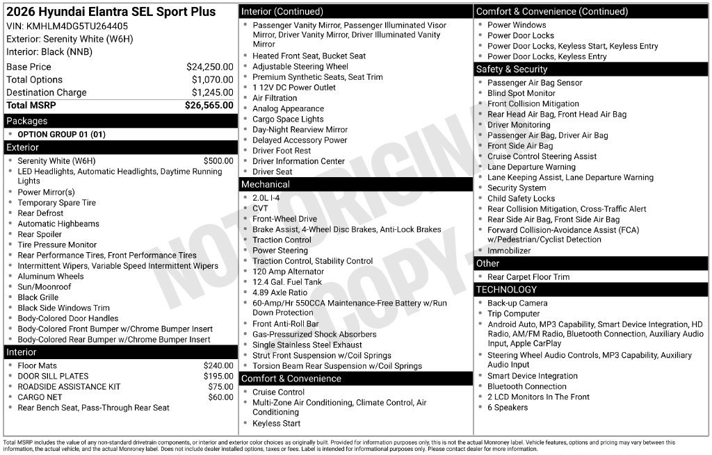 New 2026 Hyundai Elantra SEL Sport FWD image 6