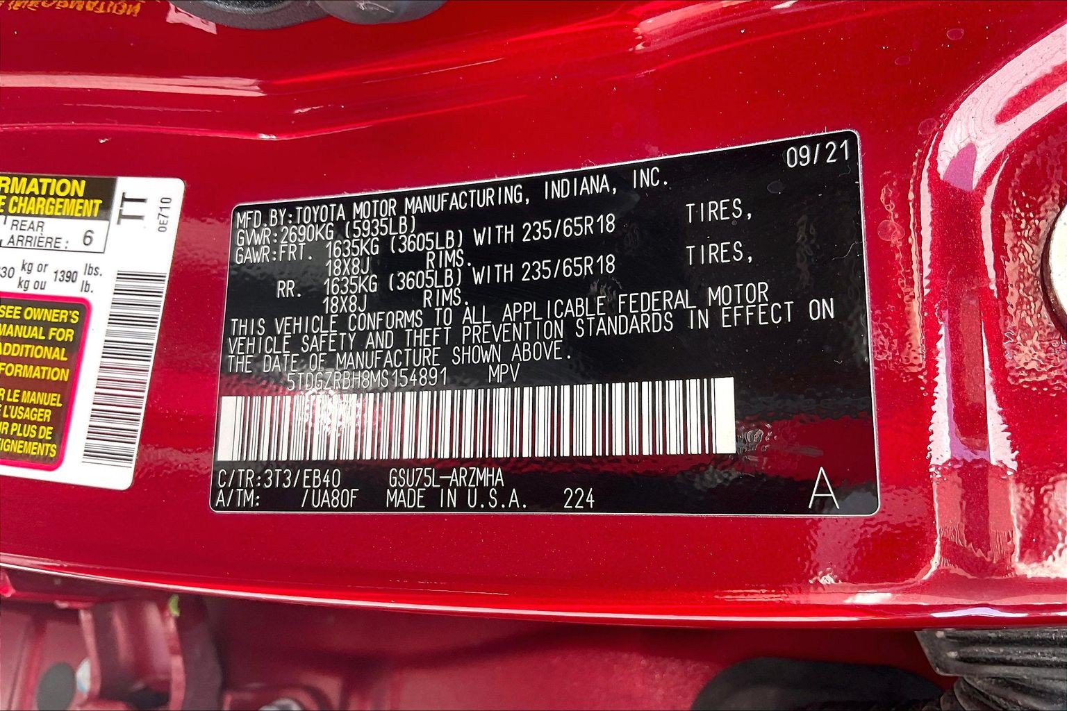 Used 2021 Toyota Highlander XLE AWD/4WD image 38
