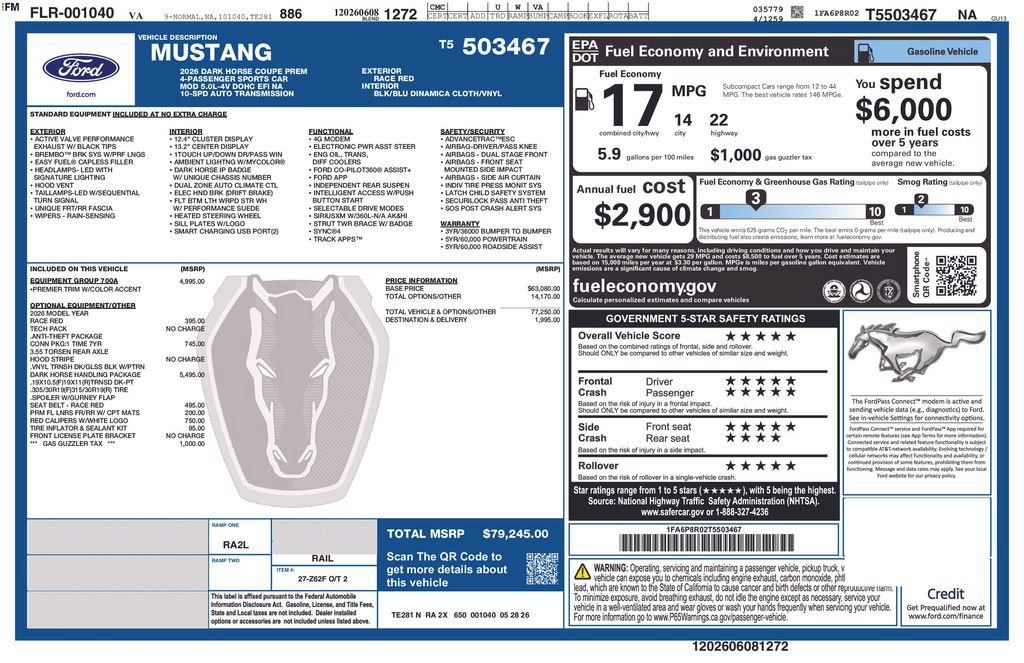 New 2026 Ford Mustang Dark Horse w/ Dark Horse Handlin Package RWD image 7