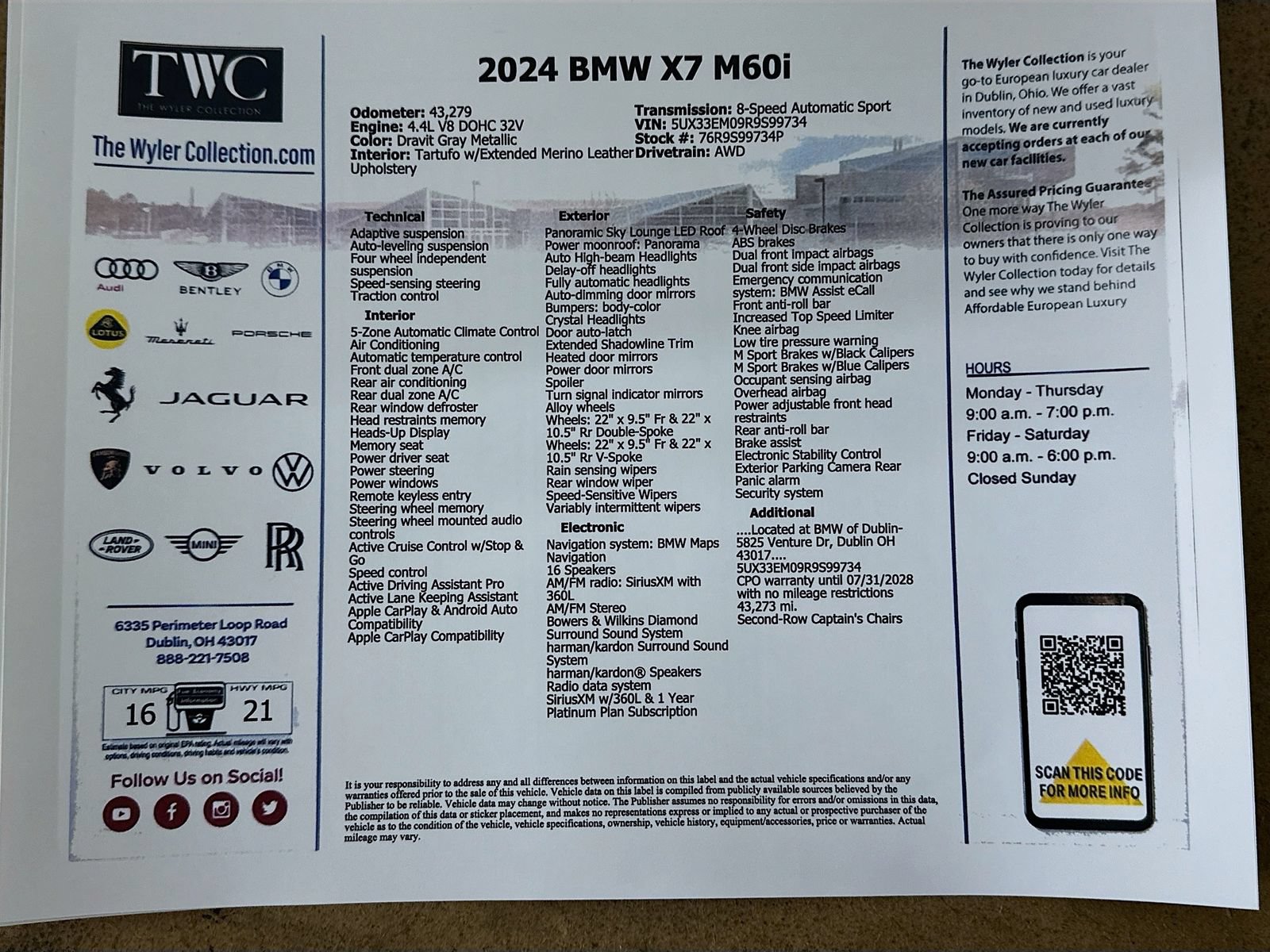 Used 2024 BMW X7 M60i w/ Executive Package AWD/4WD image 47