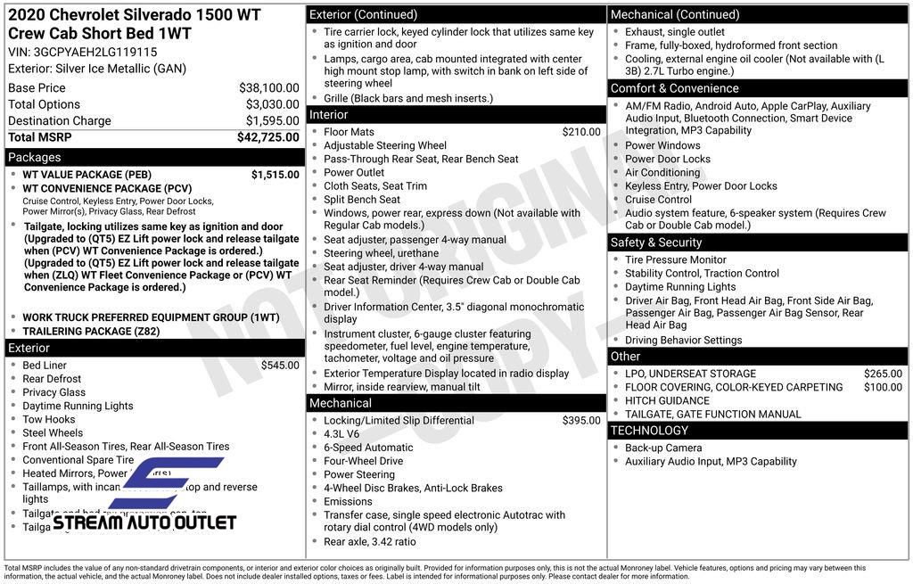 Used 2020 Chevrolet Silverado 1500 W/T w/ WT Value Package image 32