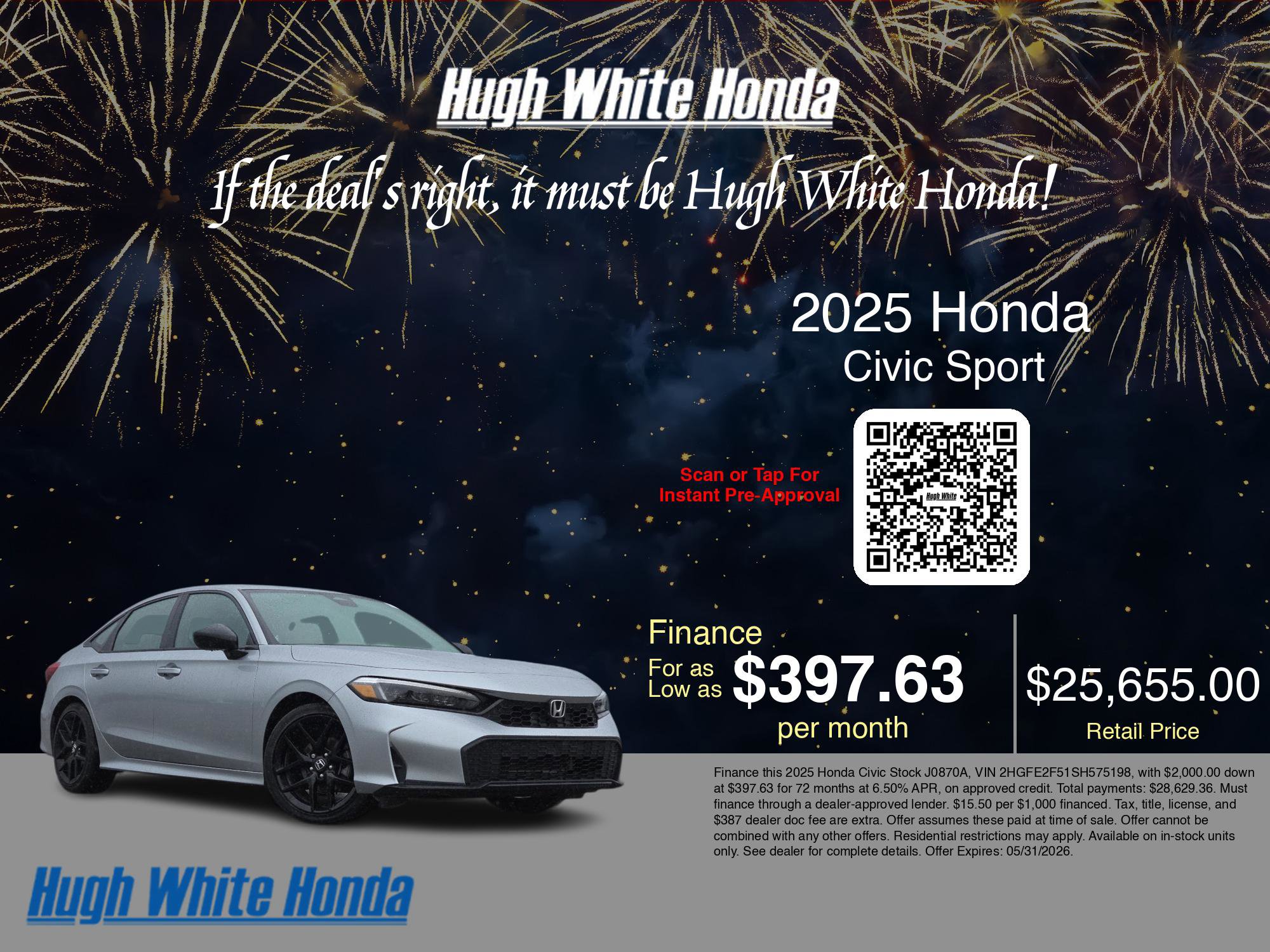 Used 2025 Honda Civic Sport image 3