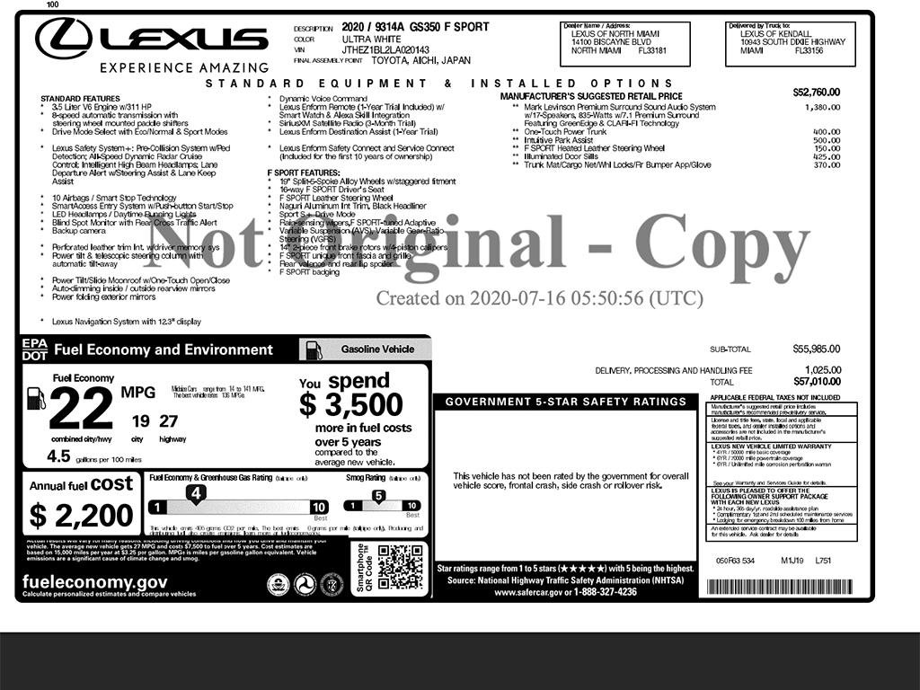 Used 2020 Lexus GS 350 F Sport RWD image 3