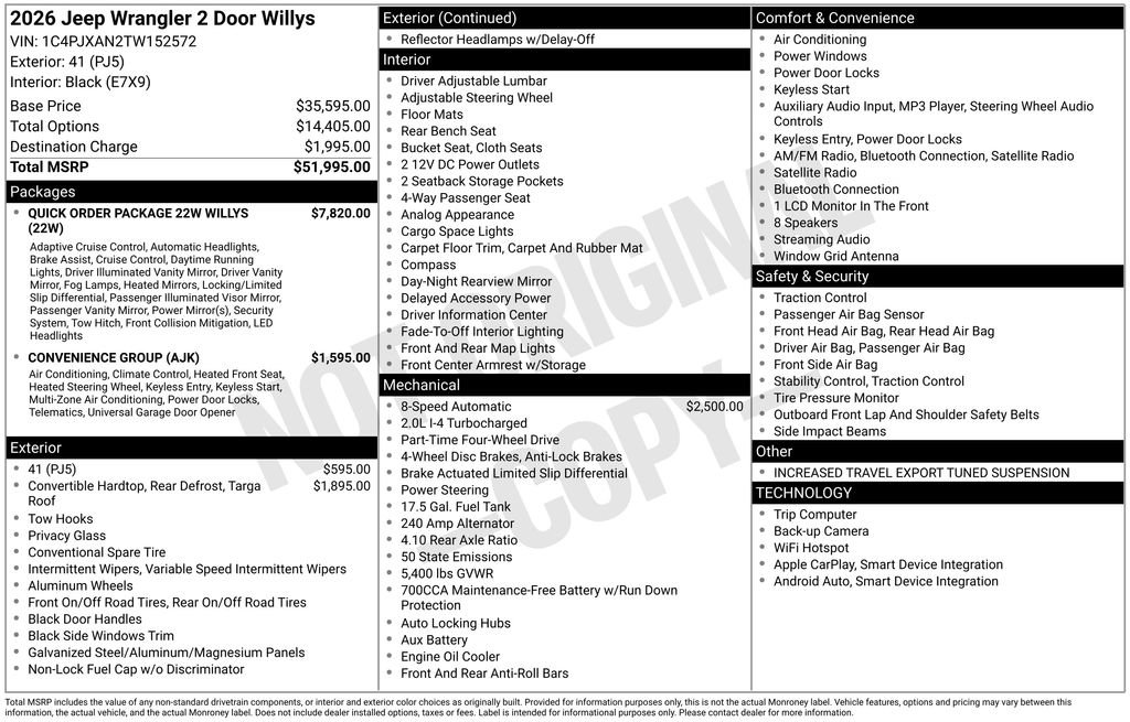 New 2026 Jeep Wrangler Willys AWD/4WD image 5