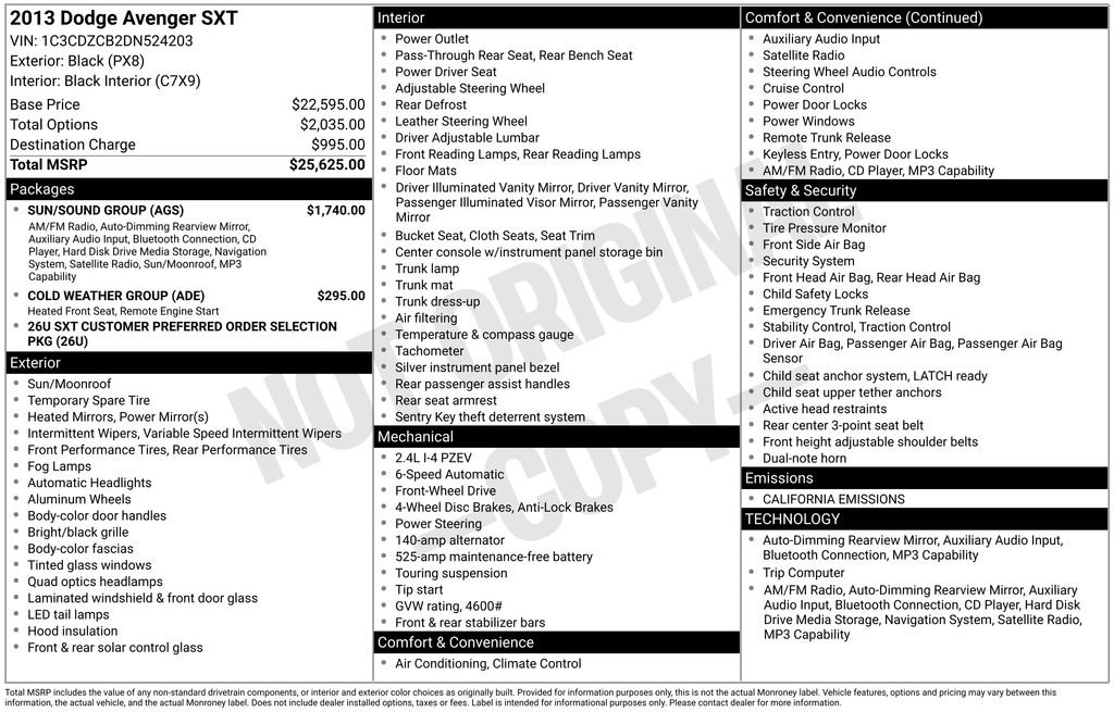 Used 2013 Dodge Avenger SXT w/ Sun/Sound Group image 34