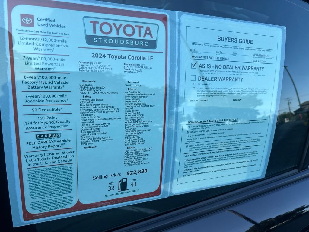 Certified 2024 Toyota Corolla LE FWD image 30