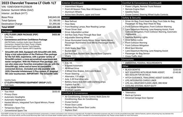 Certified 2023 Chevrolet Traverse LT w/ LPO, Floor Liner Package image 6