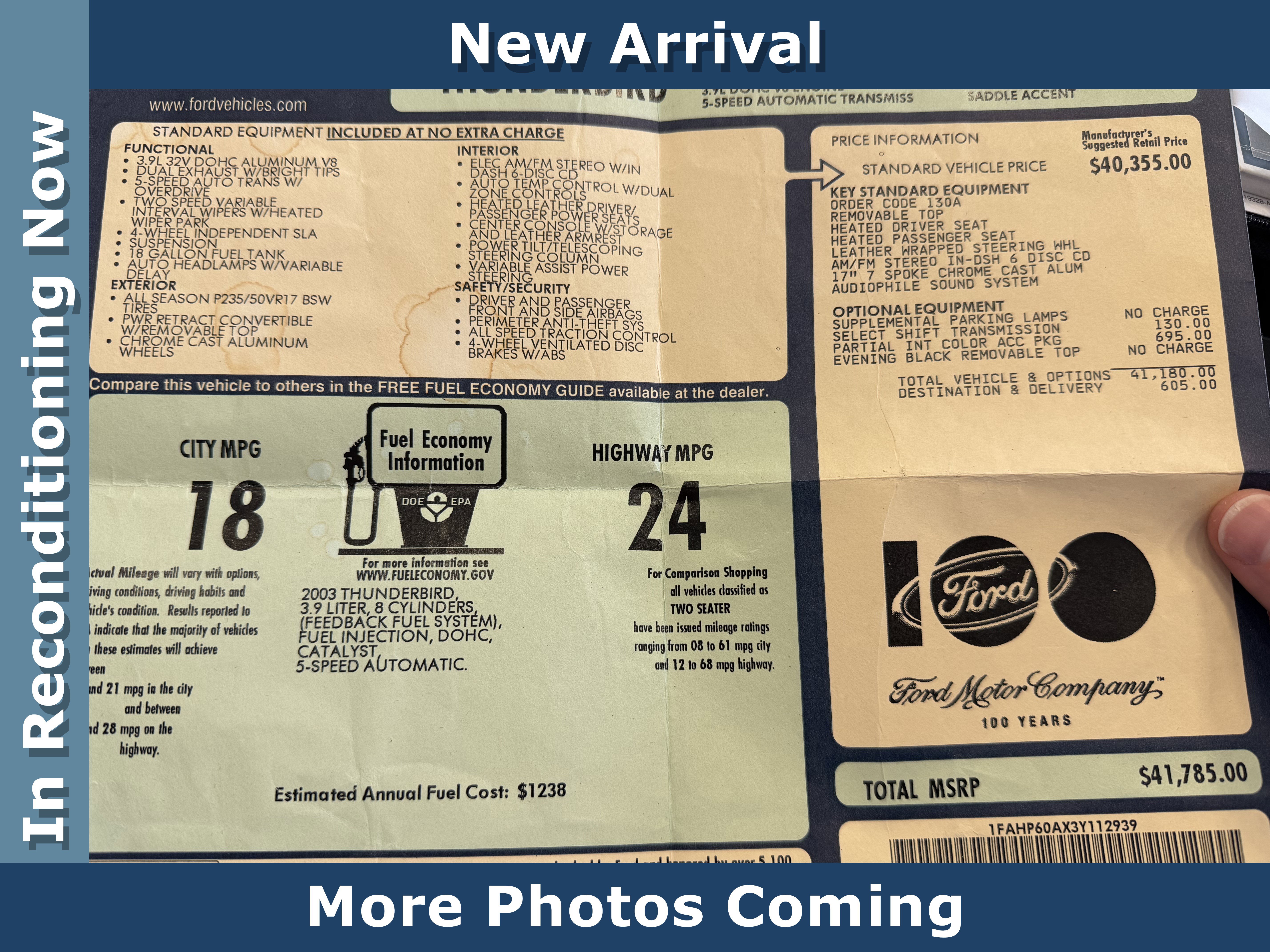 Used 2003 Ford Thunderbird Base image 5