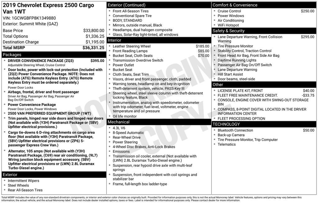 Used 2019 Chevrolet Express 2500 Extended w/ Driver Convenience Package RWD image 32