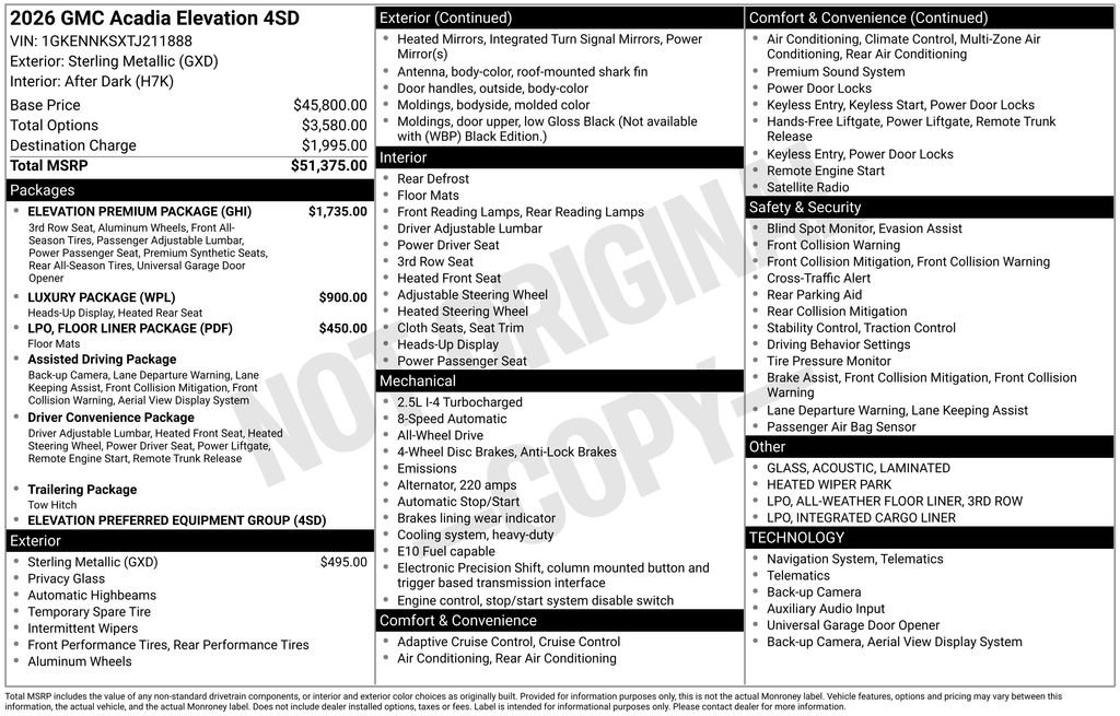 New 2026 GMC Acadia Elevation w/ Elevation Premium Package image 4
