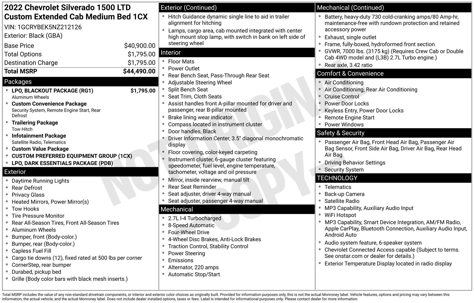 Used 2022 Chevrolet Silverado 1500 Custom w/ LPO, Blackout Package AWD/4WD image 17