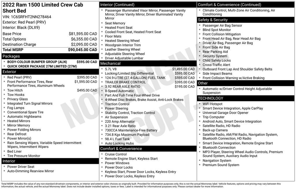 Used 2022 RAM 1500 Limited w/ Body-Colour Bumper Group AWD/4WD image 45