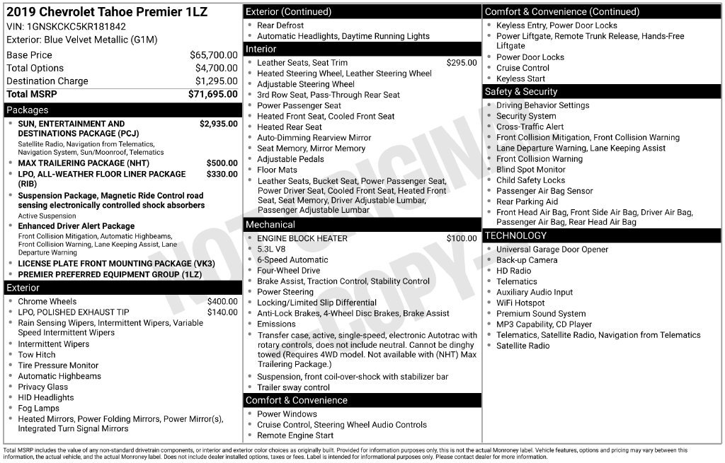 Used 2019 Chevrolet Tahoe Premier AWD/4WD image 12