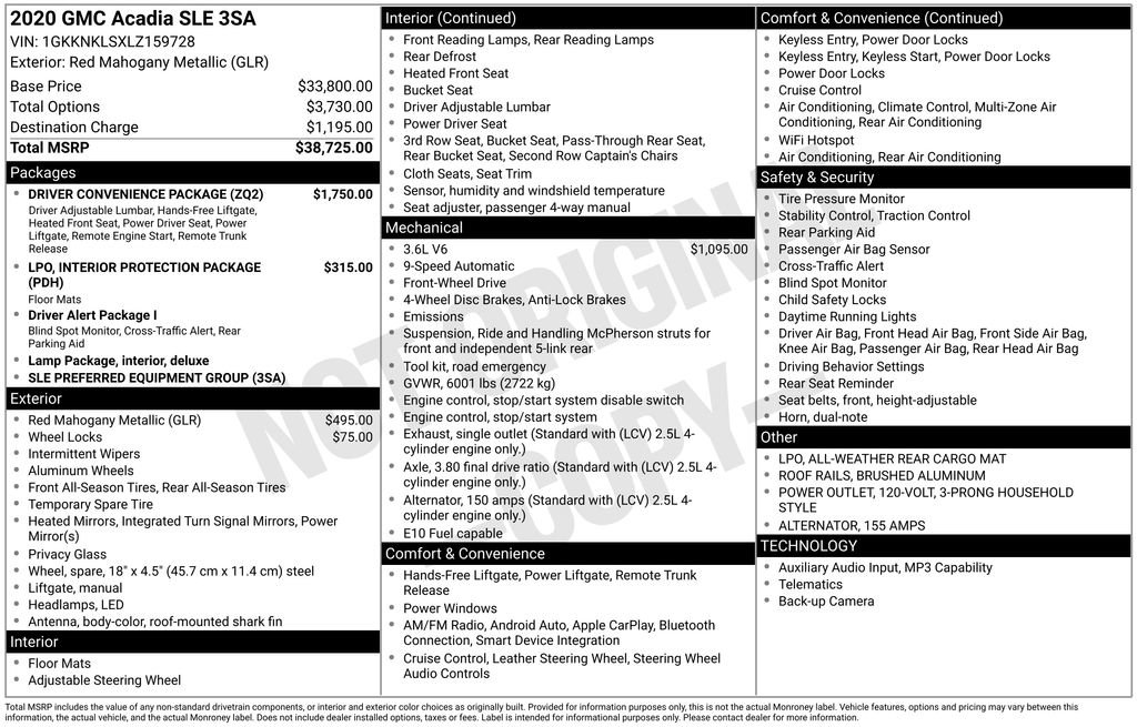 Used 2020 GMC Acadia SLE w/ Driver Convenience Package image 38