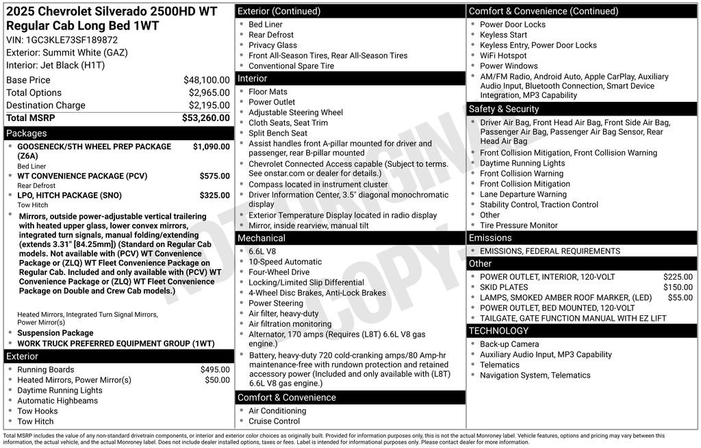 New 2025 Chevrolet Silverado 2500 W/T image 10