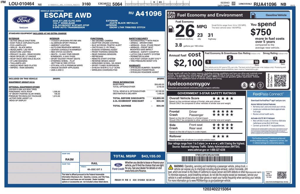 Certified 2024 Ford Escape ST-Line Elite w/ Premium Technology Package AWD/4WD image 12