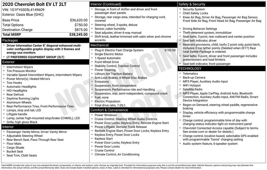Certified 2020 Chevrolet Bolt LT FWD image 5