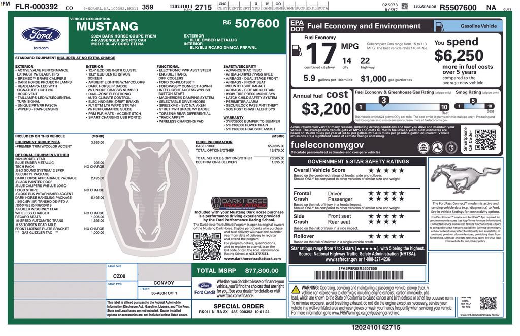 Used 2024 Ford Mustang Dark Horse w/ Dark Horse Handlin Package RWD image 32