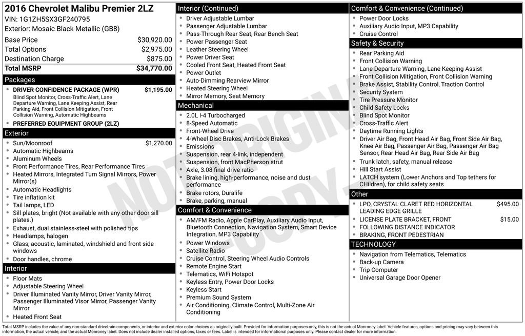 Used 2016 Chevrolet Malibu Premier w/ Driver Confidence Package image 6