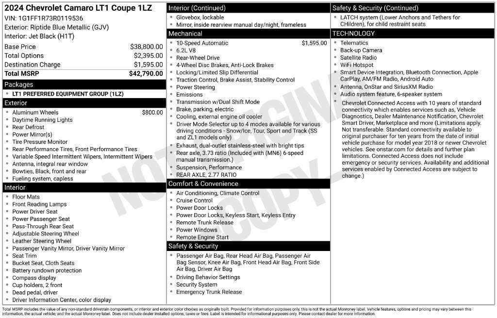 Used 2024 Chevrolet Camaro LT RWD image 11