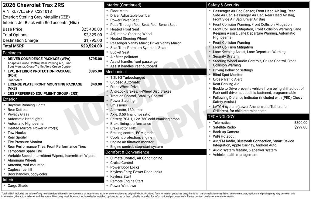 New 2026 Chevrolet Trax RS w/ Driver Confidence Package FWD image 37