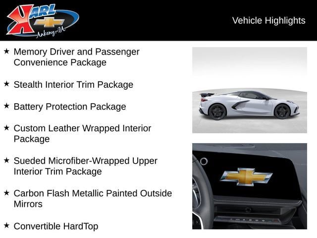 New 2026 Chevrolet Corvette Stingray Premium Conv w/ Stealth Interior Trim Package RWD image 3