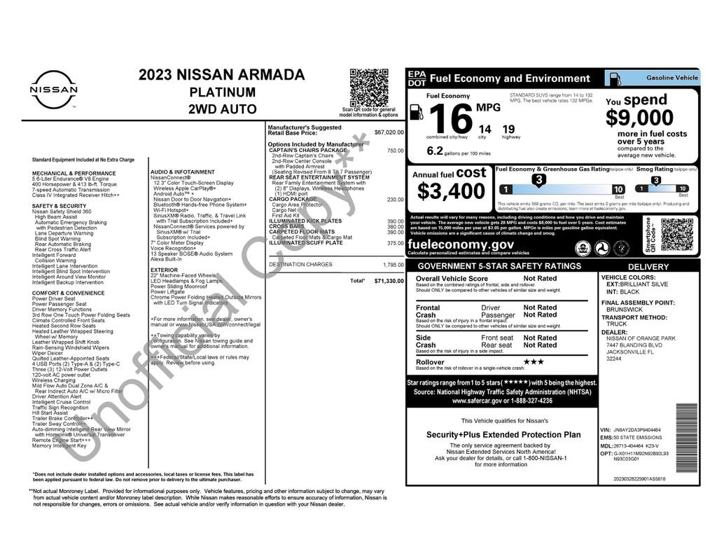 Used 2023 Nissan Armada Platinum w/ Captain's Chairs Package image 10