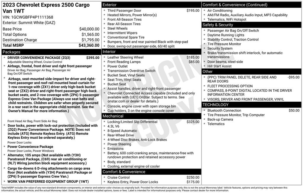 Used 2023 Chevrolet Express 2500 Extended w/ Driver Convenience Package RWD image 22