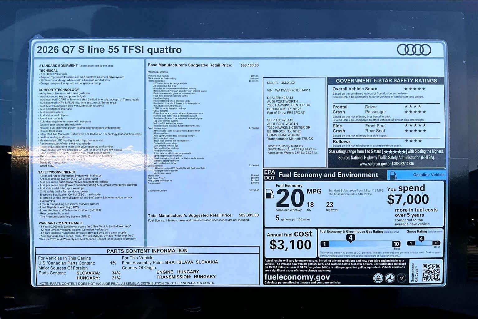 New 2026 Audi Q7 3.0T Prestige AWD/4WD image 16