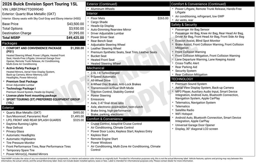 New 2026 Buick Envision Sport Touring AWD/4WD image 6