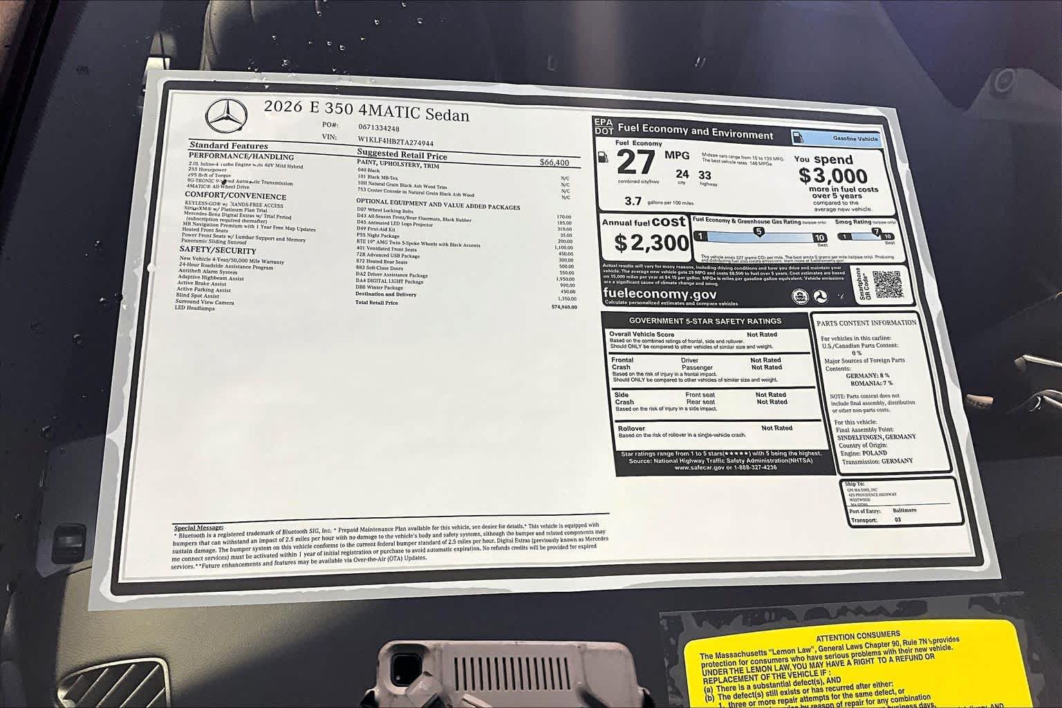 New 2026 Mercedes-Benz E 350 4MATIC Sedan image 18