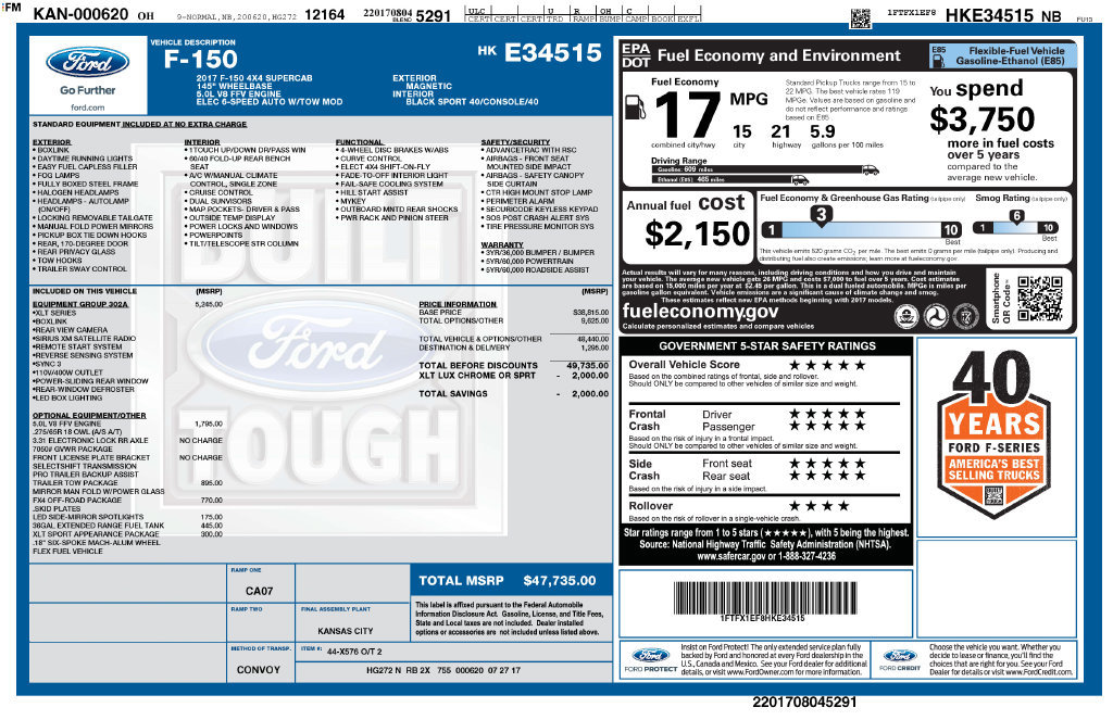 Certified 2017 Ford F150 XLT w/ Equipment Group 302A Luxury AWD/4WD image 15
